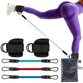 5-Piece: Resistance Band Set with Ankle Buckles