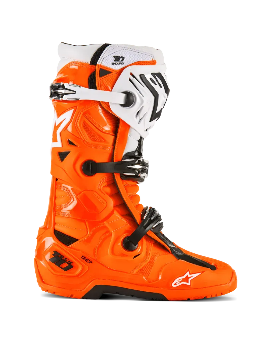 Alpinestars Tech 10 Enduro Boots Orange Fluo Black White