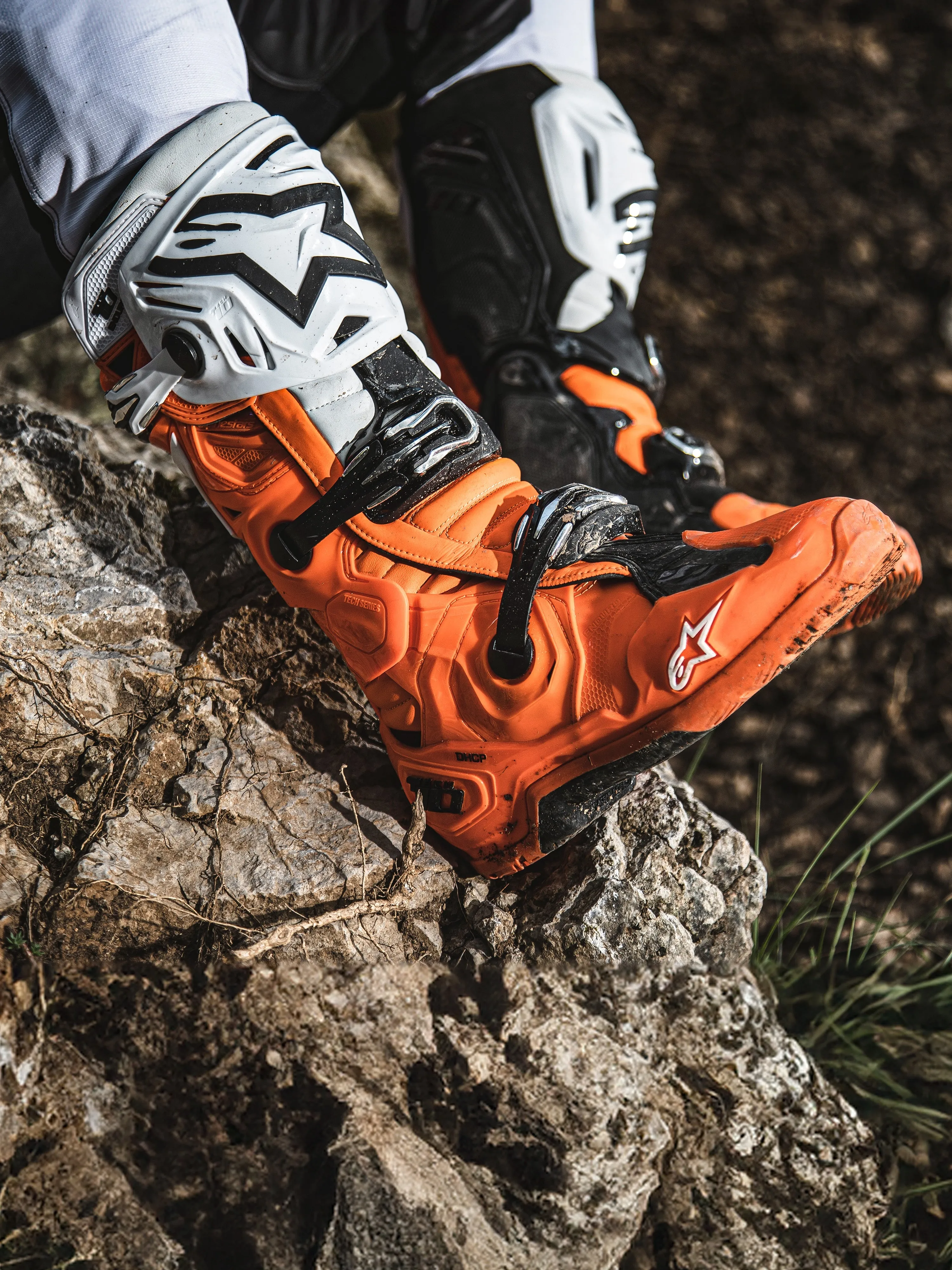 Alpinestars Tech 10 Enduro Boots Orange Fluo Black White