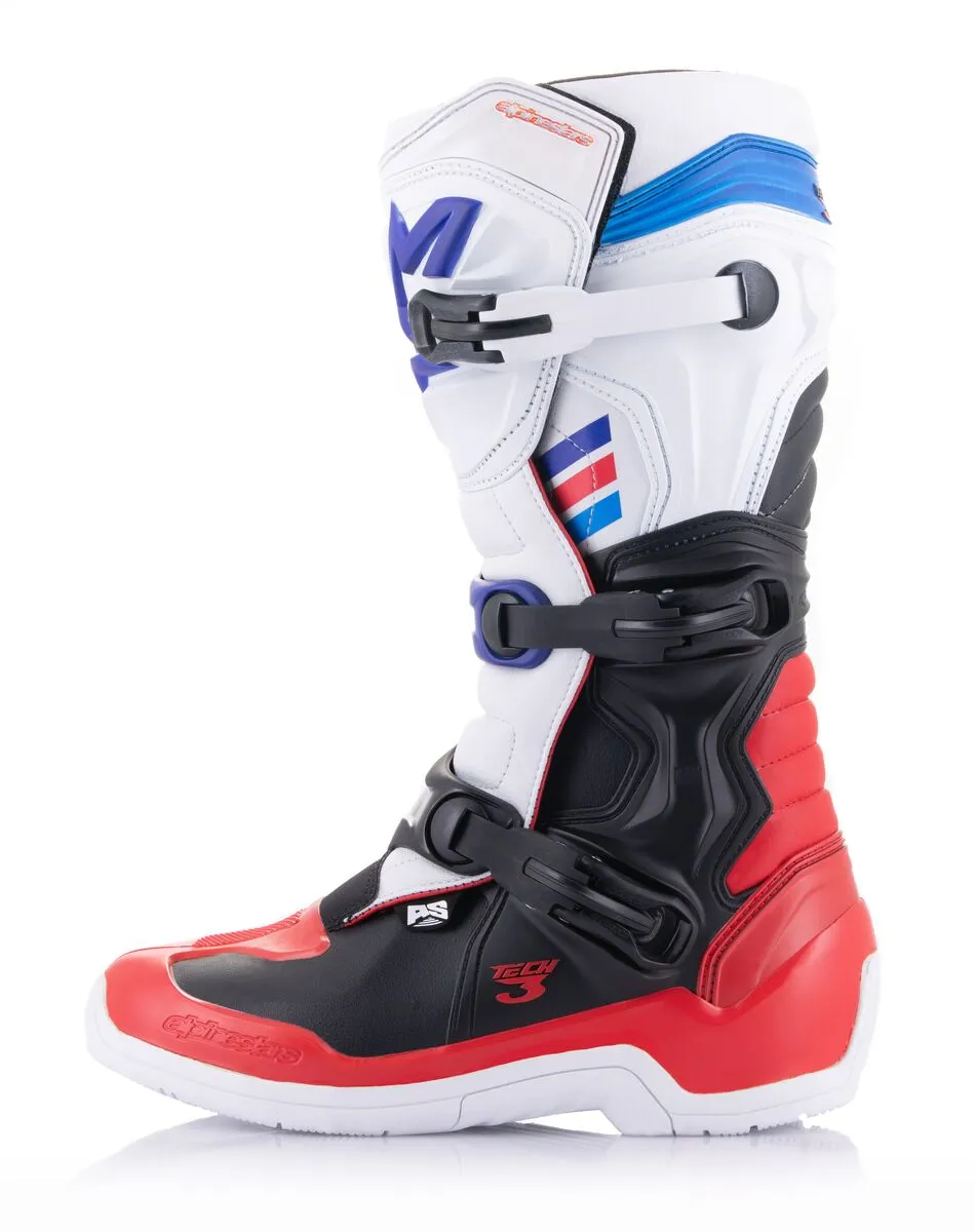 Alpinestars Tech 3 Motocross Boots White Bright Red Dark Blue