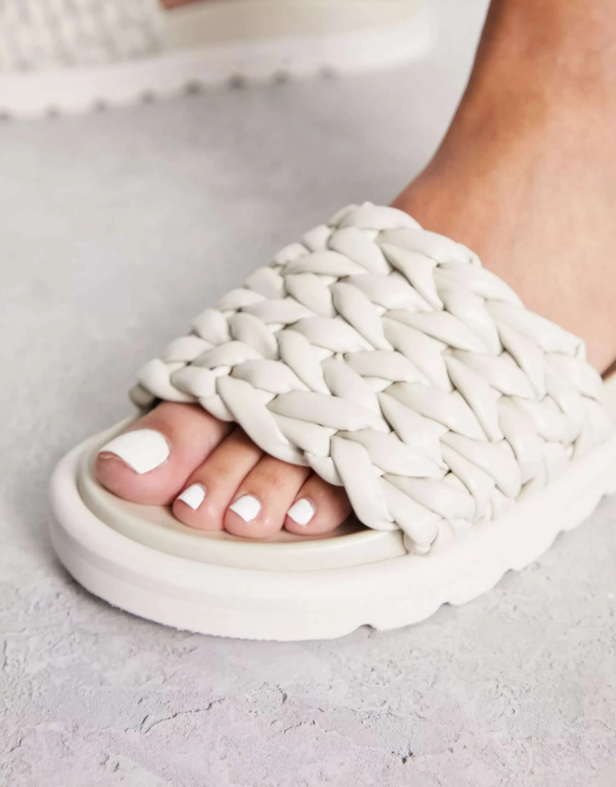 ASOS Fiction White Woven Vamp Sandals