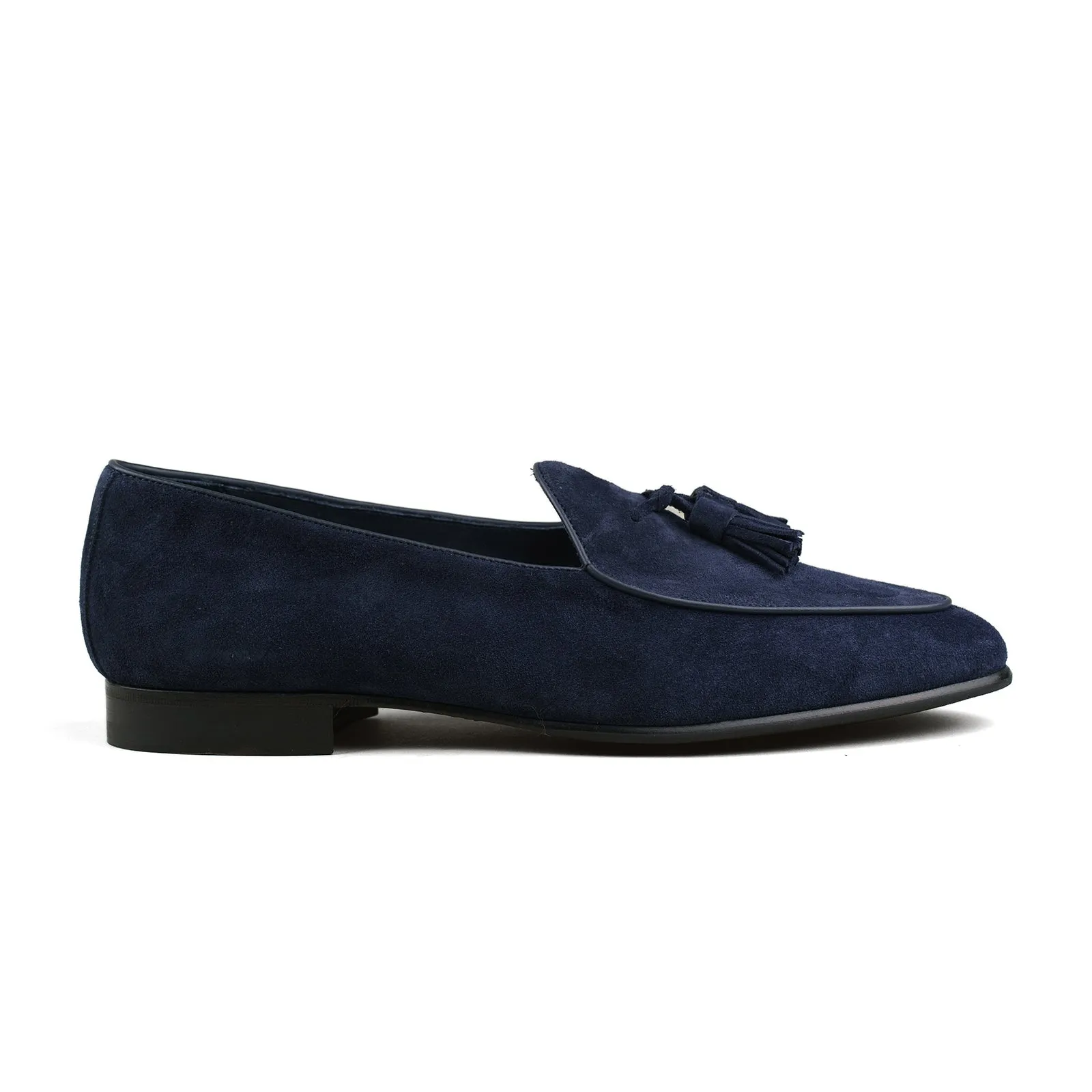 Belgian Tassel Loafer - Midnight Blue Suede