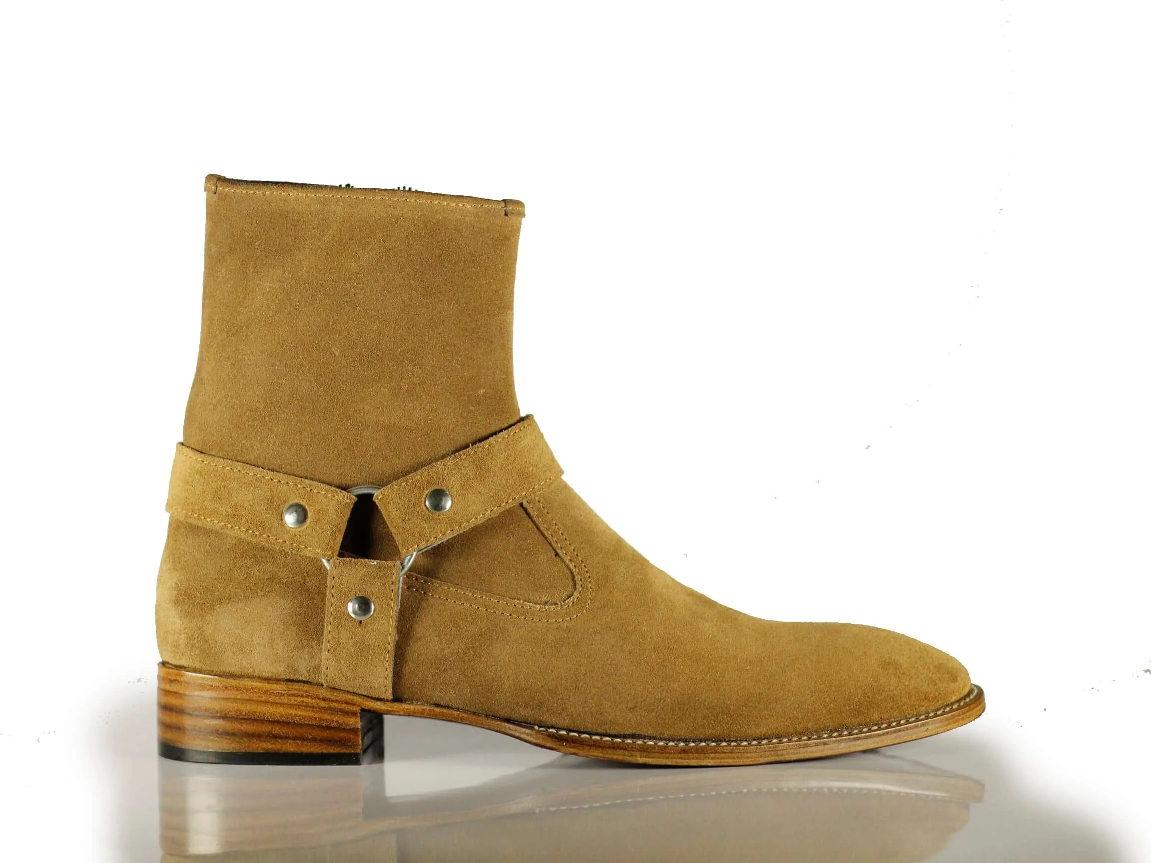 Bespoke Ankle Tan Madrid Strap Suede Boot