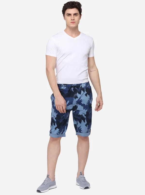 Blue Regular Fit Solid Capri | JadeBlue