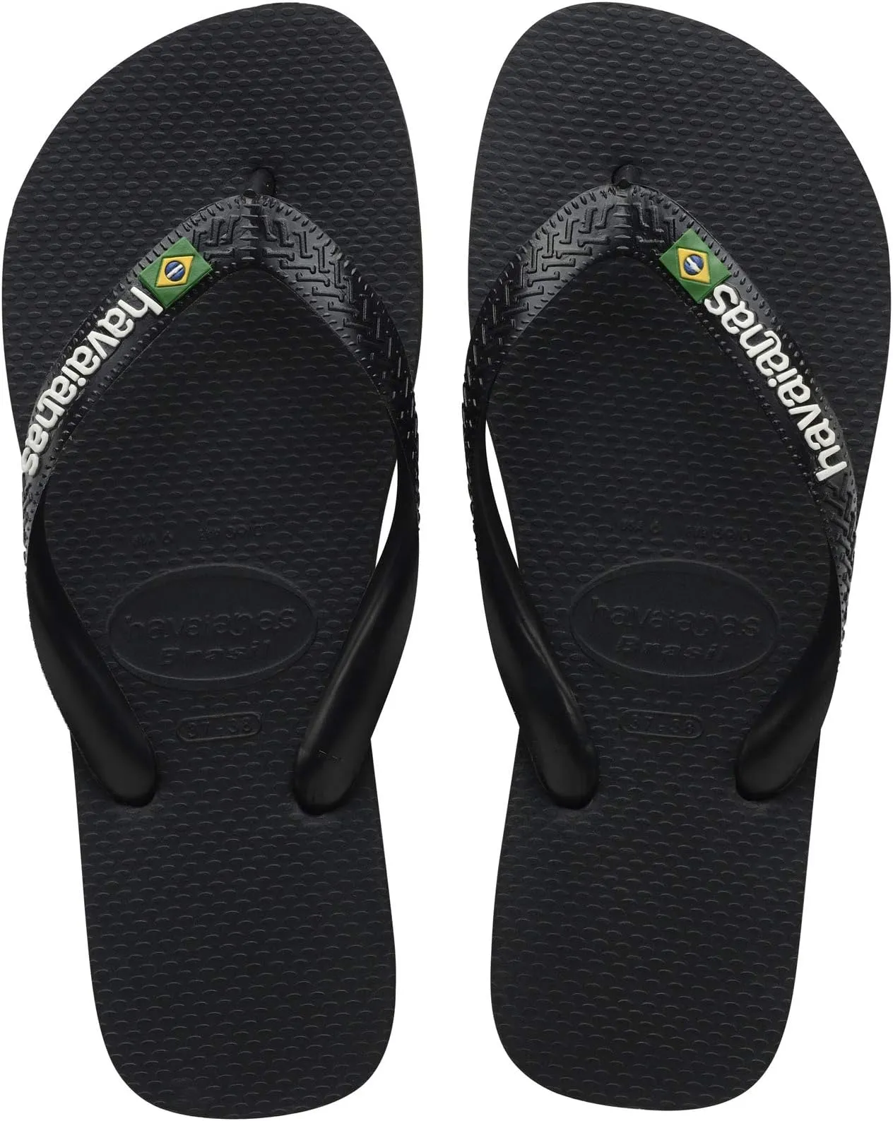 Brazil Logo Unisex Flip Flops Havaianas, Black/Black