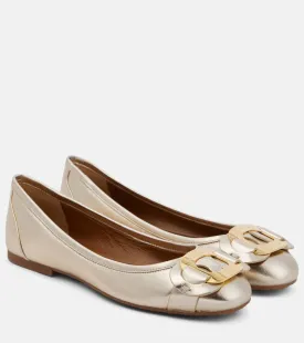 Chany See By Chloé leather ballerinas, gold