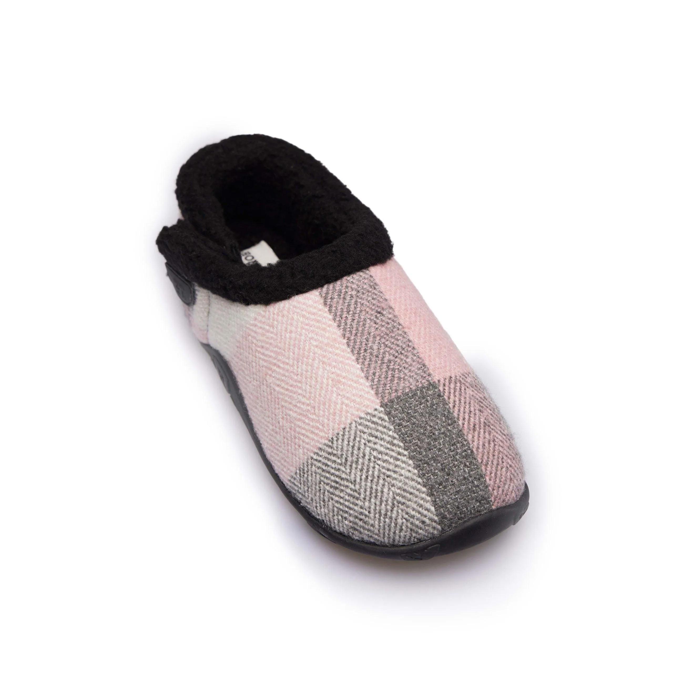 Charlotte - Pink Grey Cream Check Women's Slippers