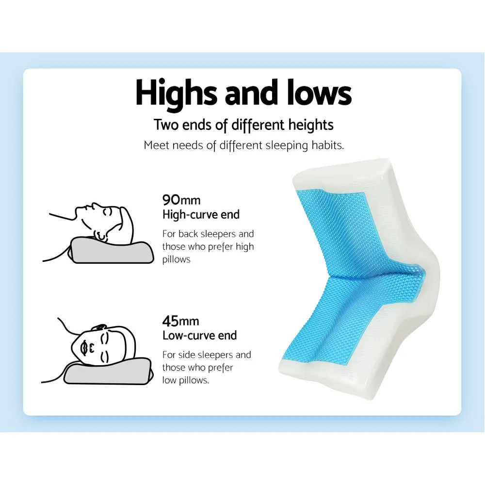 Cool Gel Memory Foam Contour Pillow Bamboo Cover - Giselle Bedding