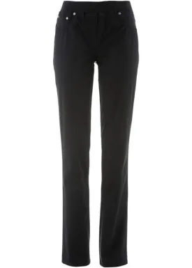 Cotton trousers without fasteners with a comfortable straight belt Bpc Bonprix Collection, black