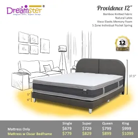 Dreamster Providence Latex   Memory Foam Euro Top Individual Pocketed Spring Mattress Bundle