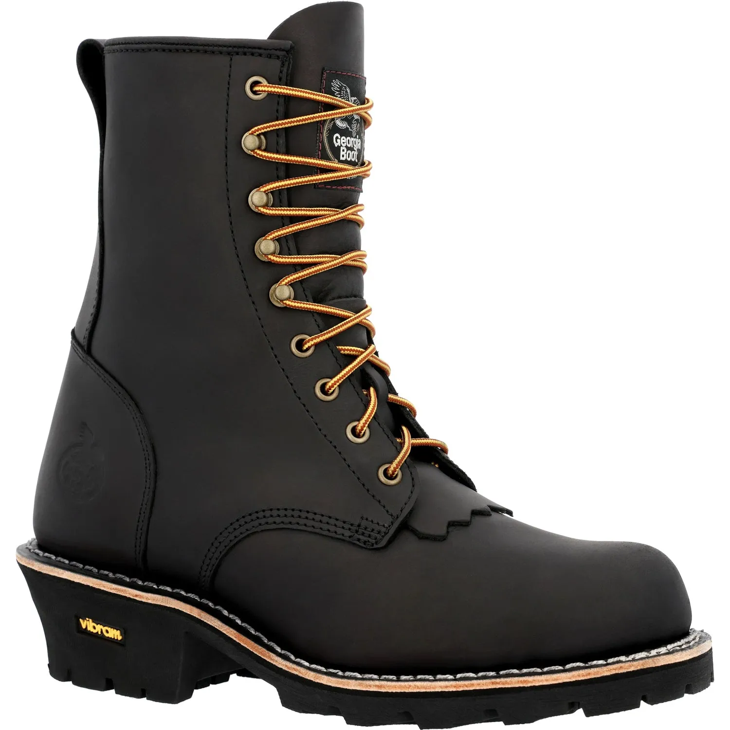 Georgia Mens Forestry Logger Black Leather Work Boots