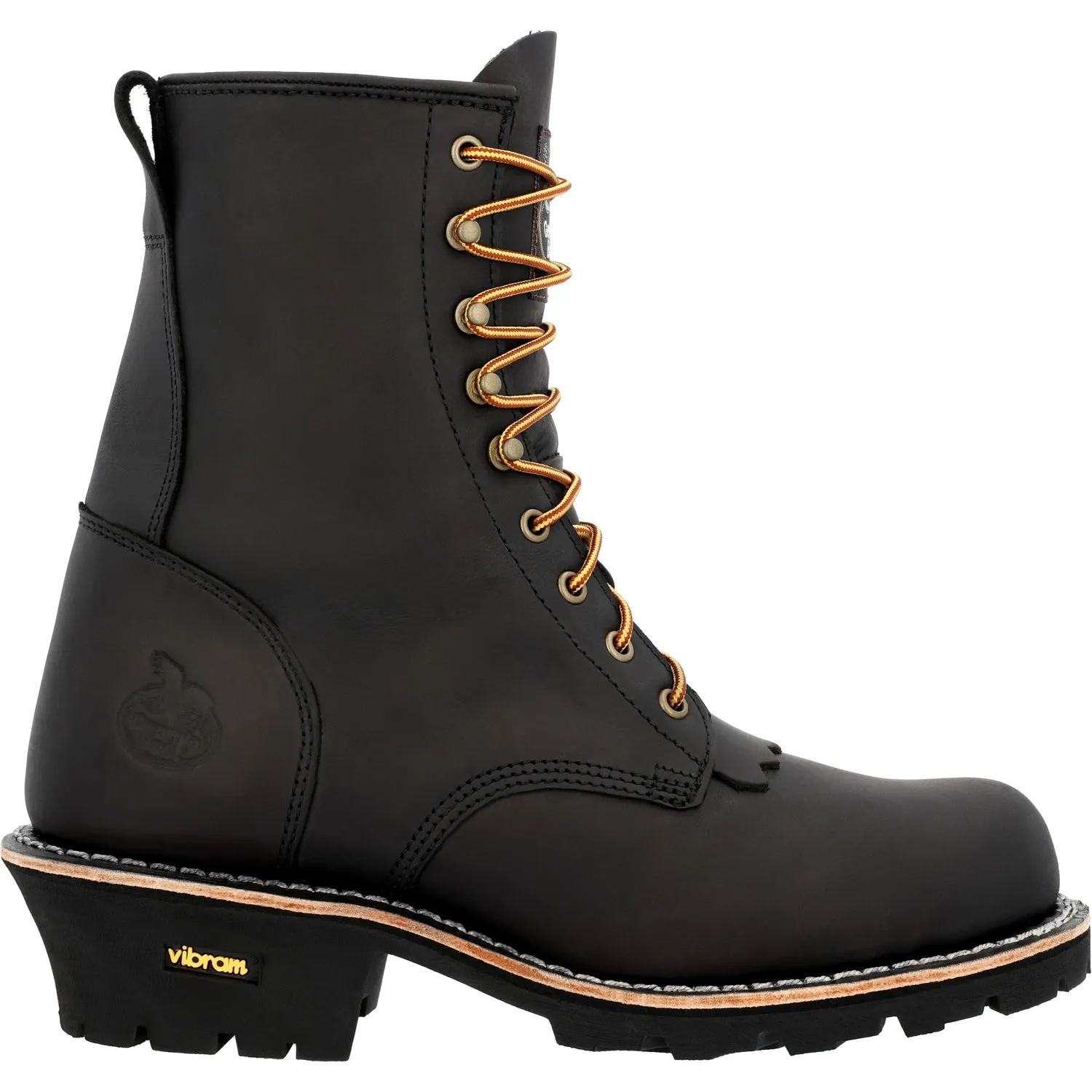 Georgia Mens Forestry Logger Black Leather Work Boots