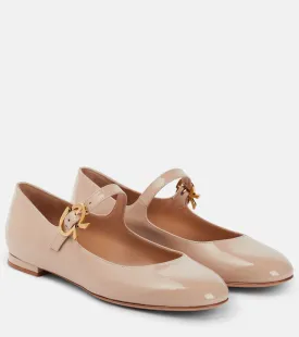 Gianvito Rossi patent leather ballet flats, neutral