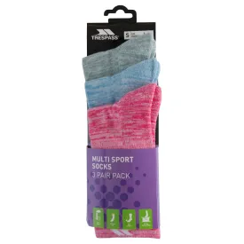 Helvellyn Women's Everyday Socks 3 Pair Pack in Rose / Blue / Sage