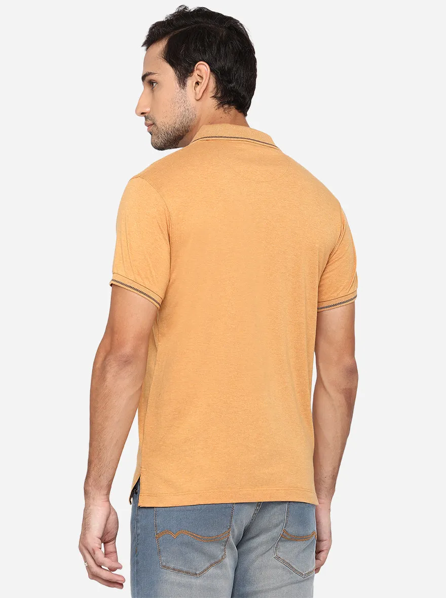 Honey Yellow Solid Slim Fit Polo T-Shirt | Greenfibre