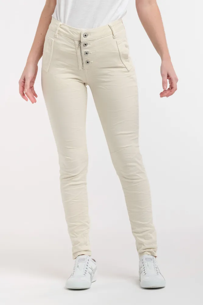 Italian Star Button Jeans - Vanilla