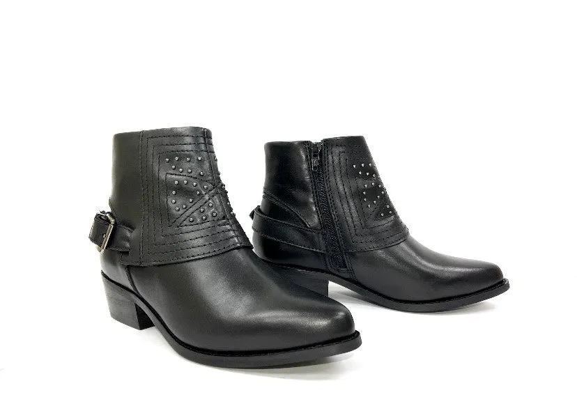 Jully Black Studded Western Boot