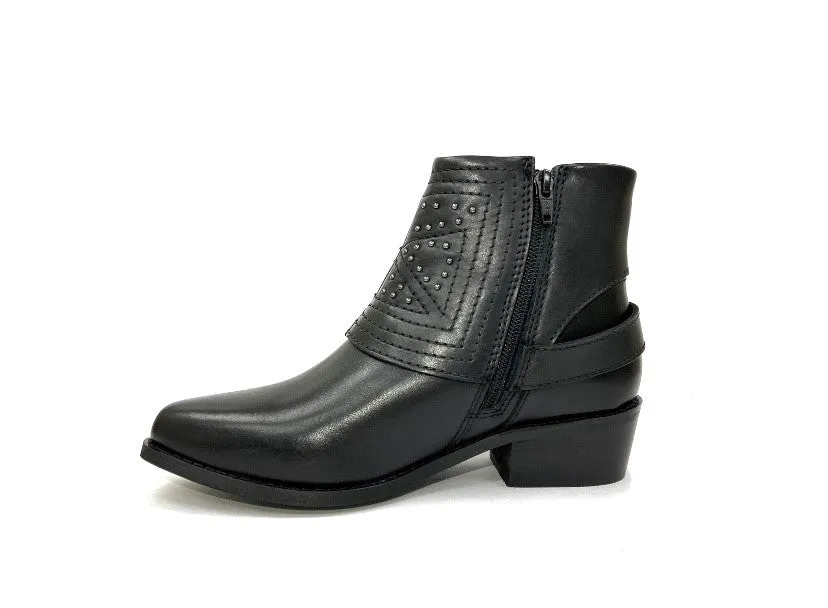 Jully Black Studded Western Boot