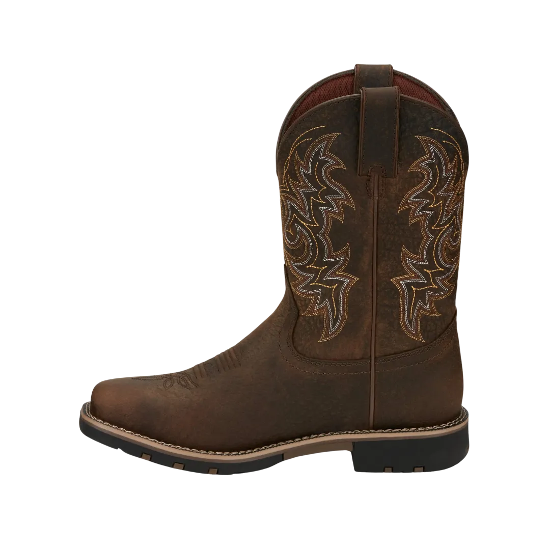 Justin Boot Men's George Strait Fireman Brown Waterproof Cowboy Boots