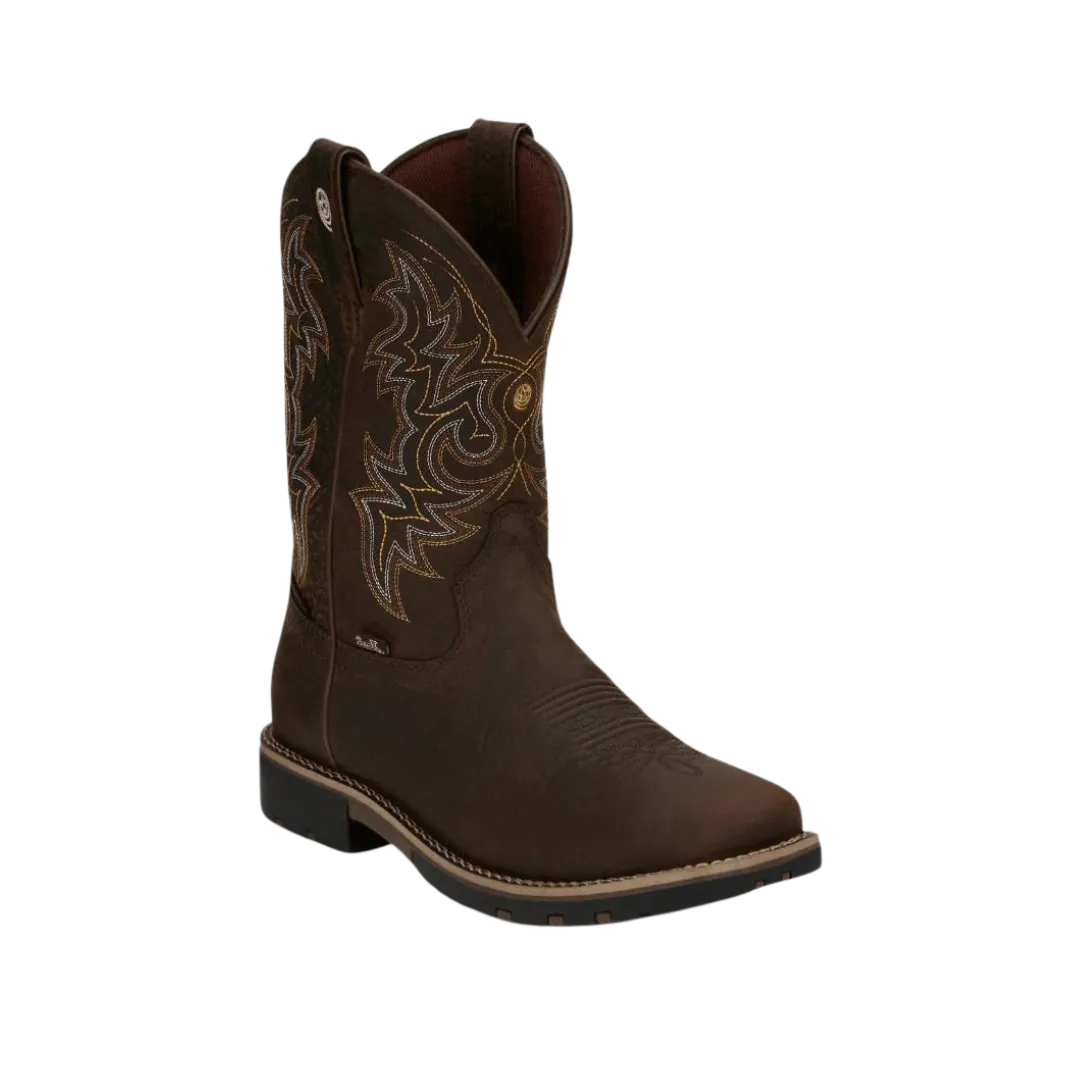 Justin Boot Men's George Strait Fireman Brown Waterproof Cowboy Boots