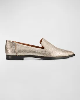 Kenzie Frye Metallic Leather Flat Loafers