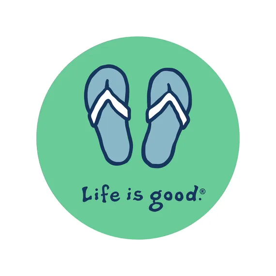 Life Is Good Flip Flops 4" Circle Sticker