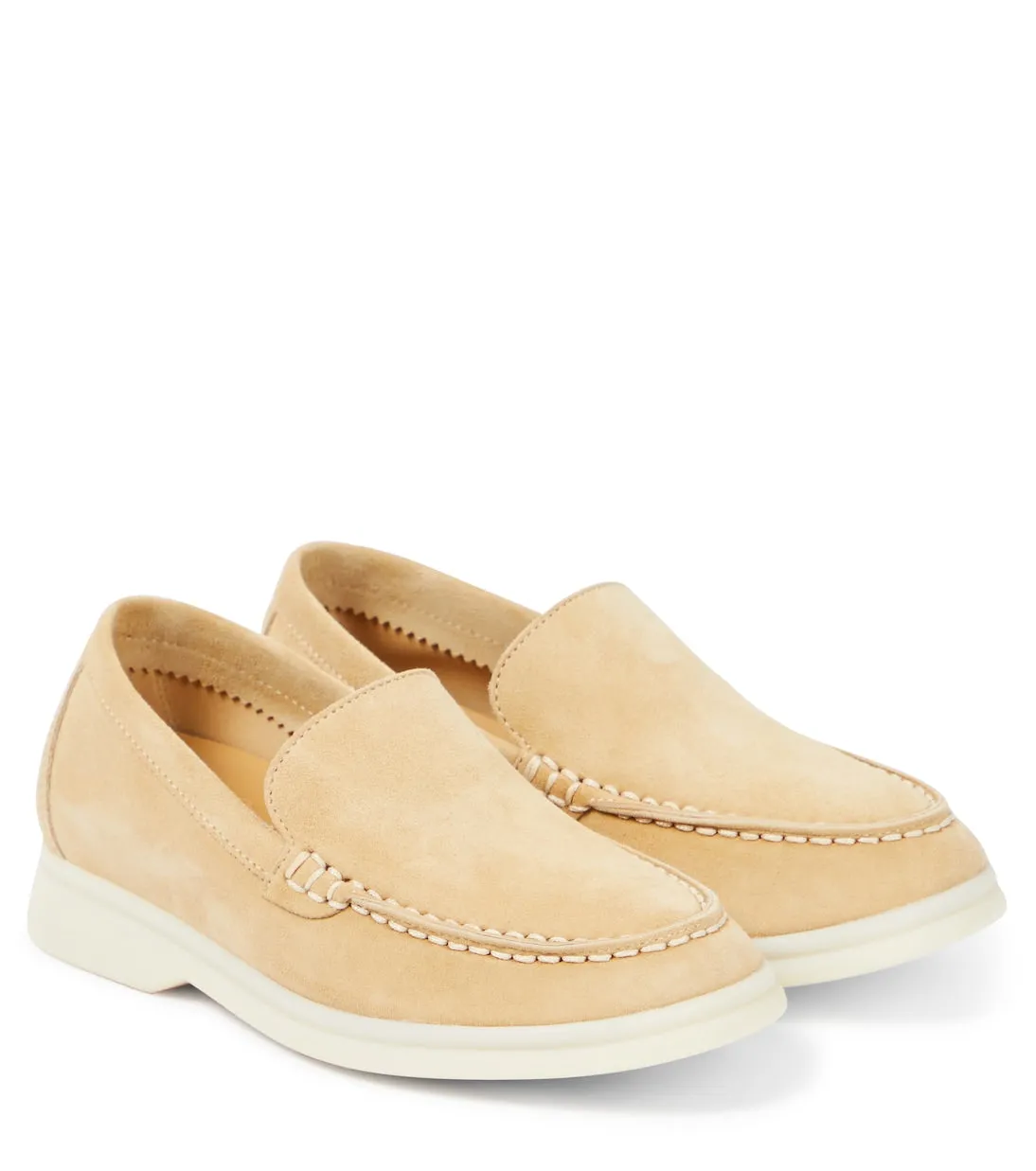 Loro Piana summer walk suede loafers, beige