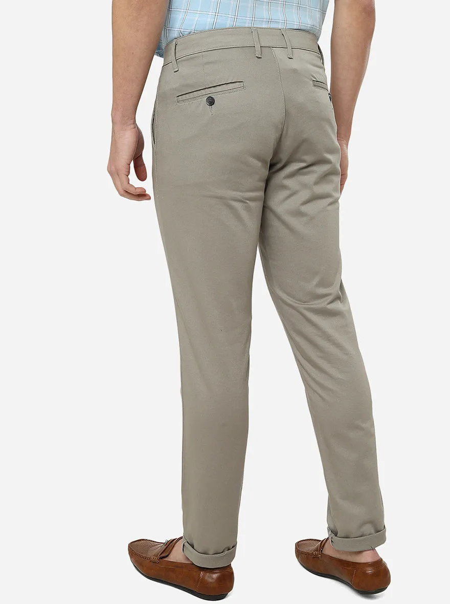 Metal Grey Solid Neo Fit Casual Trouser | Greenfibre