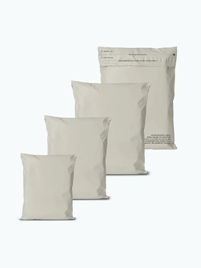 Warm Grey Home Compostable Mailers For Sustainable Packaging - MOQ 100