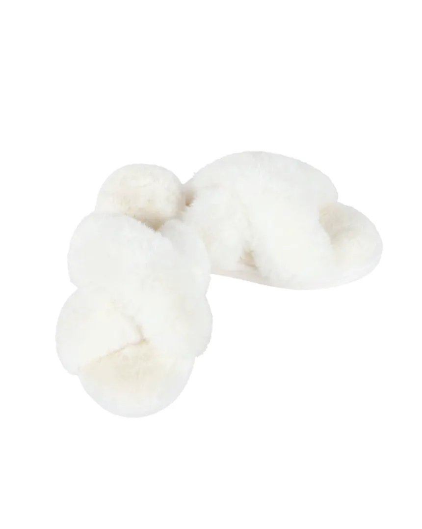 White Fur Slippers