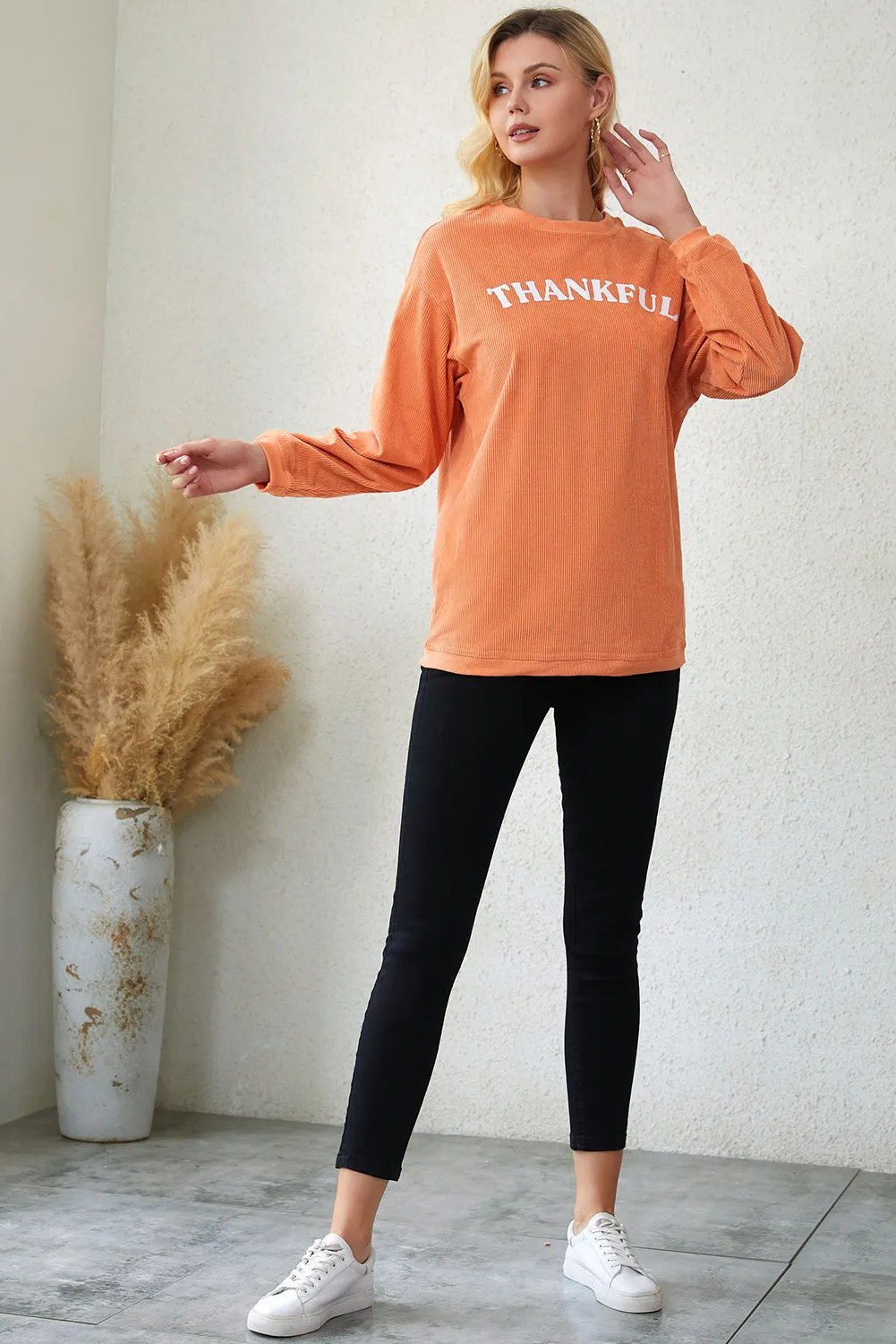 Women's Ribbed Corded Oversized Sweatshirt