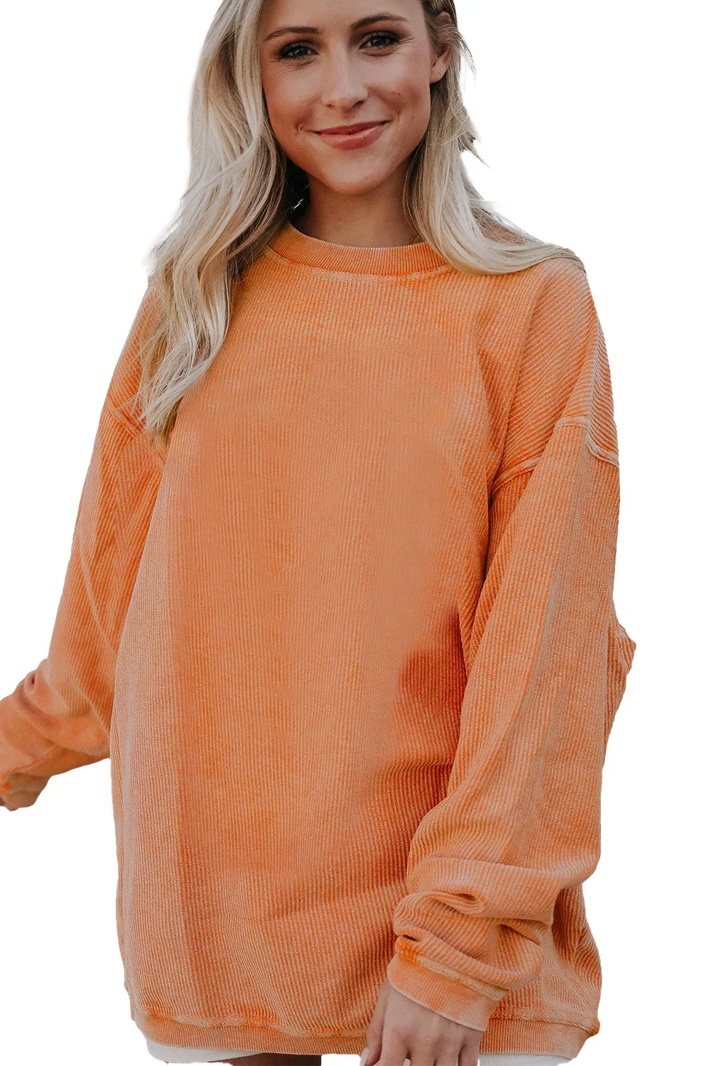 Women's Ribbed Corded Oversized Sweatshirt