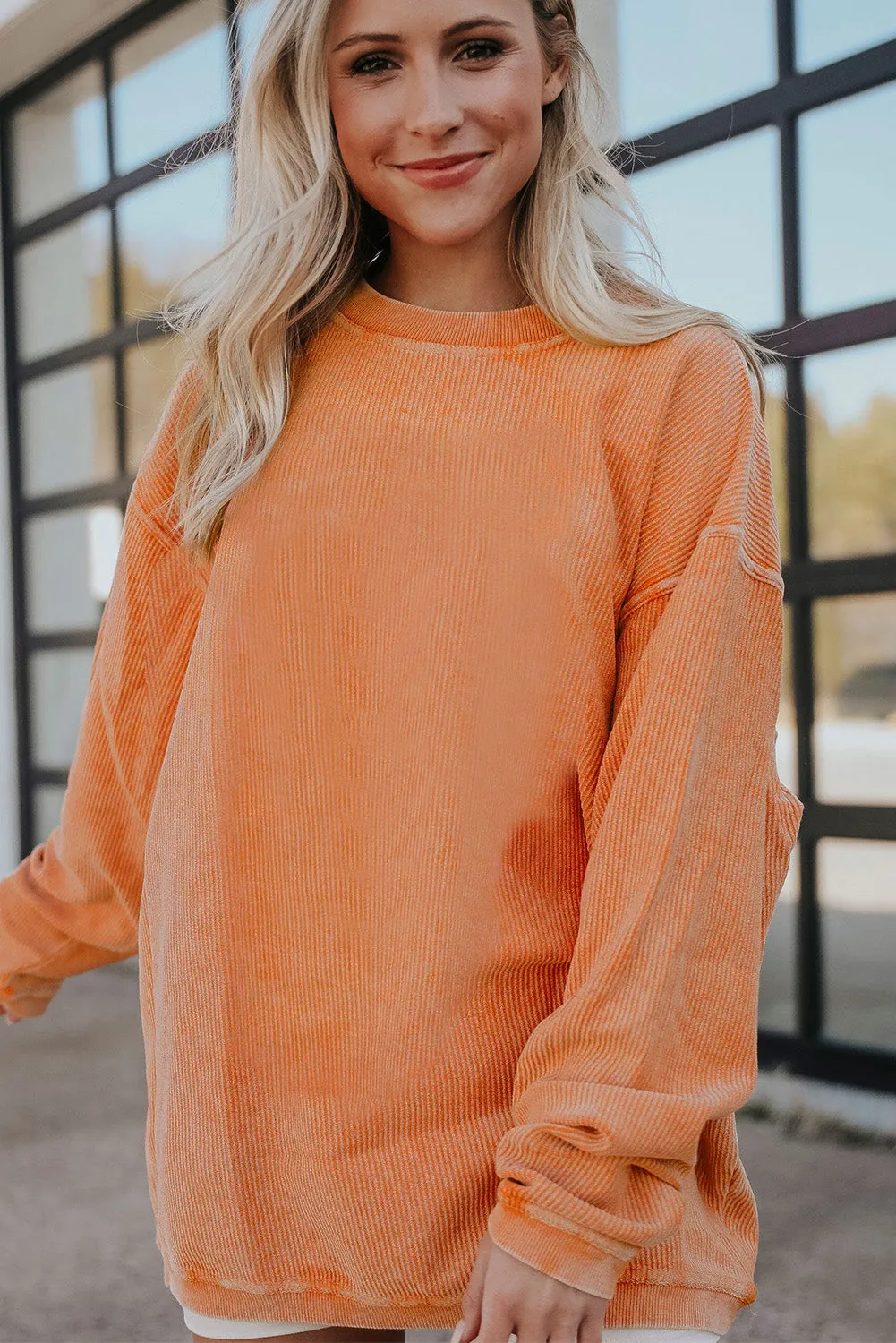 Women's Ribbed Corded Oversized Sweatshirt