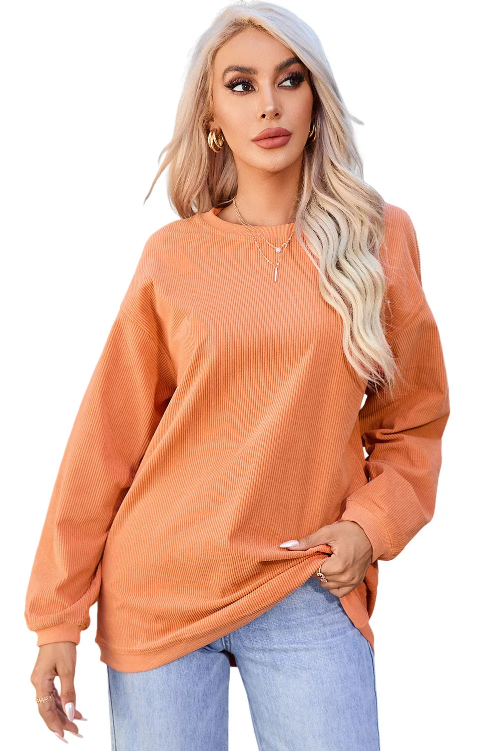 Women's Ribbed Corded Oversized Sweatshirt