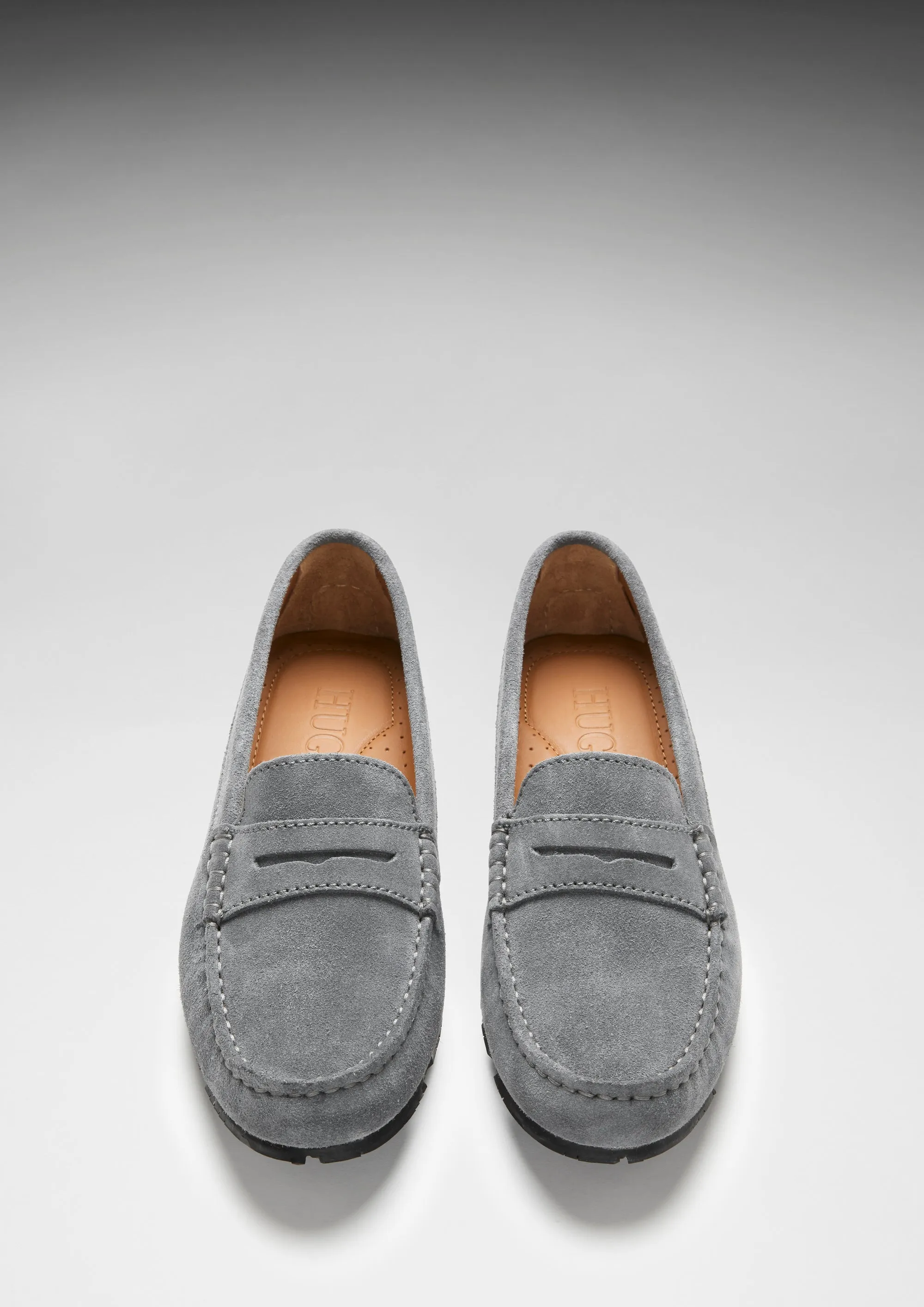 Women's Tyre Sole Penny Loafers, slate grey suede